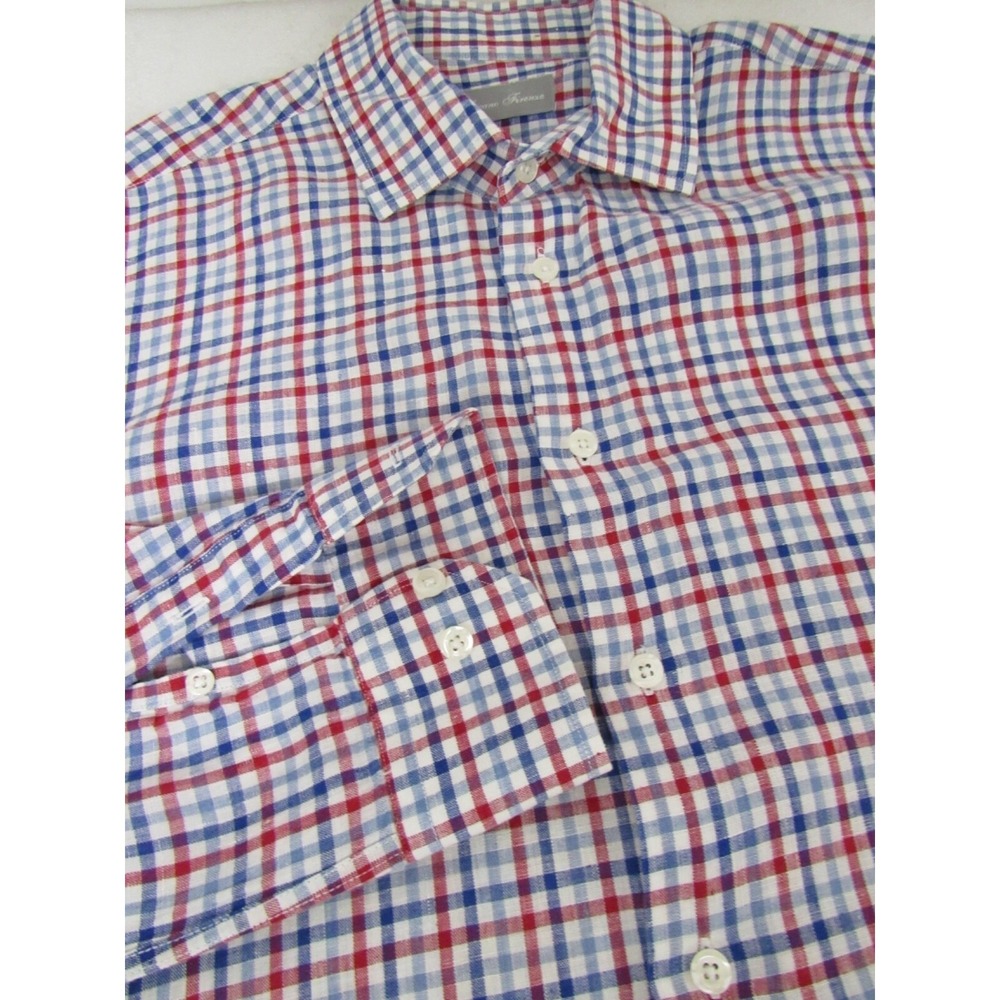 Toscano Firenze Button Up Shirt Mens Sz L Multi-color 100% Linen Patrick Assaraf